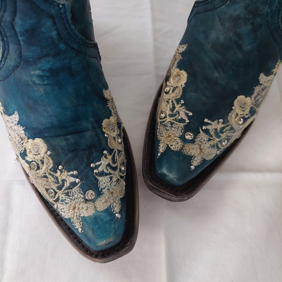 Corral A4361 Women's Navy Floral Embroidered Cowgirl Boots Size 5 - Picture 6 of 16